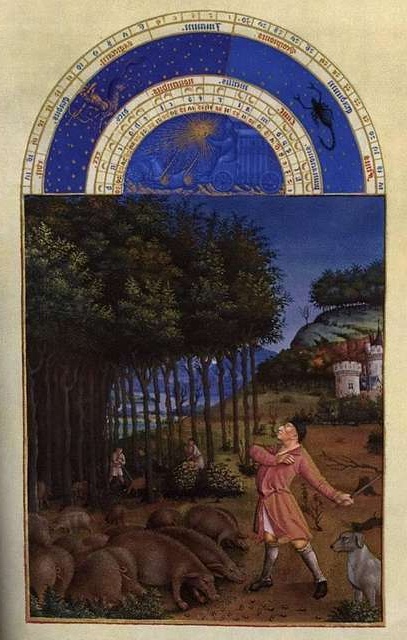 Les très riches heures du Duc de Berry - Novembre (November) by Limbourg Brothers in 1412 In Gothics Art and medieval illuminated manuscript