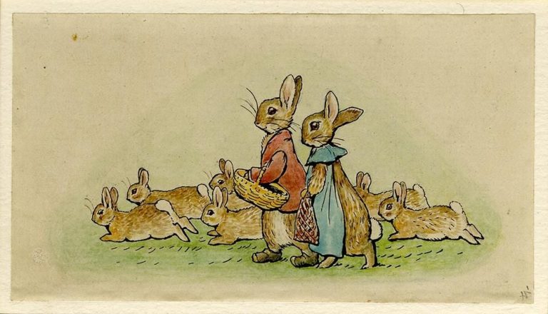 Beatrix Potter (née en 1866), "Le conte des lapinous".