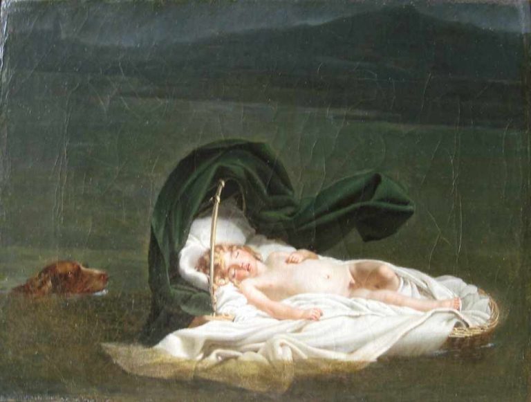 A child in his cradle, carried away by the waters of the flood of the month of Nivôse year, 1810