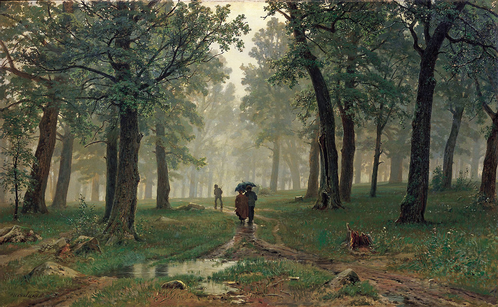 Rain in an Oak Forest, 1891, d'Ivan Shishkin reflète les forces dramatiques et dynamiques de la nature.