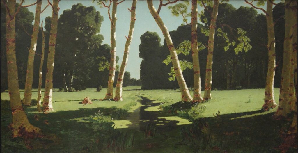 The Birch Grove, 1879, by Ivan Shishkin reflects Shishkin's deep connection to nature, particularly the Russian landscape.