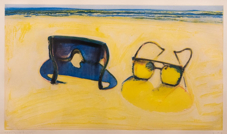 Beach Glasses, 1994, by Wayne Thiebaud reflects a whimsical appreciation for everyday objects.