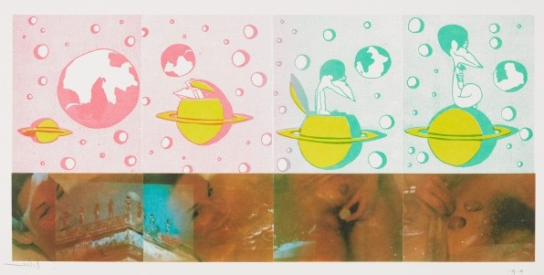 Hallo Shiva… (B. & O. 39), 1974, by Sigmar Polke reflects a satirical and mystical fusion of Eastern spiritual imagery and Western pop sensibility.