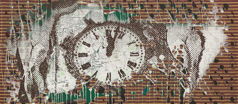 Hôtel de Ville, 5 vor 12, 1989, by Sigmar Polke reflects a tense anticipation.