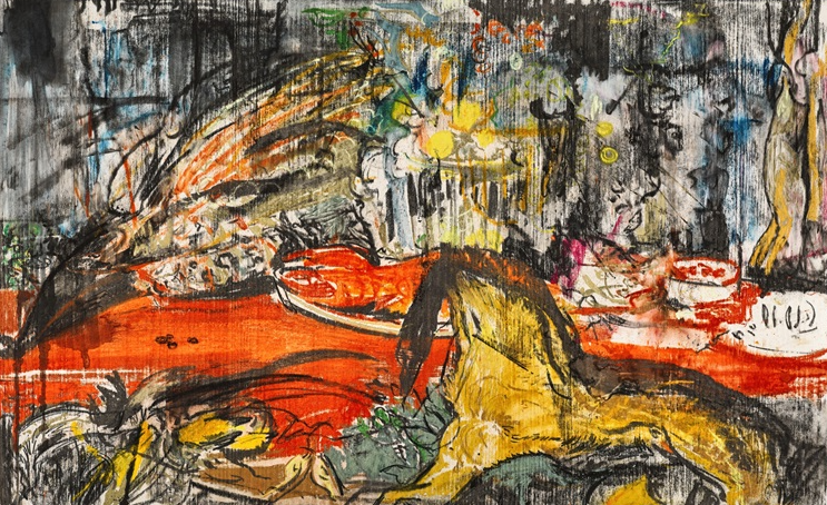 Nature Morte after Frans Snyders, 2020, by Cecily Brown reflects the tension between abundance and decay in traditional still life.