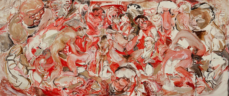 Trapeze, 1997, by Cecily Brown reflects the thrill and instability of physical and emotional movement.