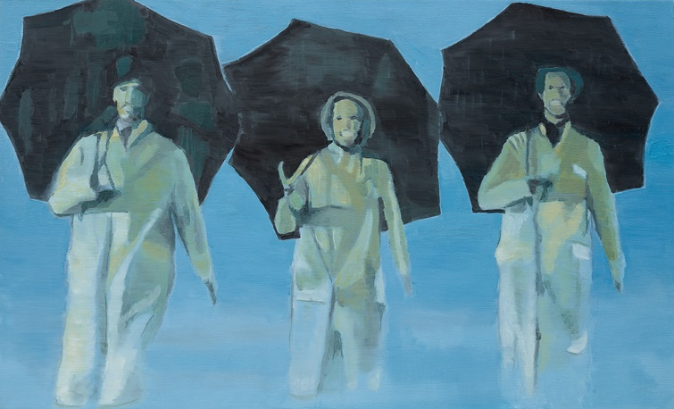 Singing in the Rain, 1996, by Luc Tuymans reflects the ambiguity of memory and the disquieting undercurrents of everyday imagery.