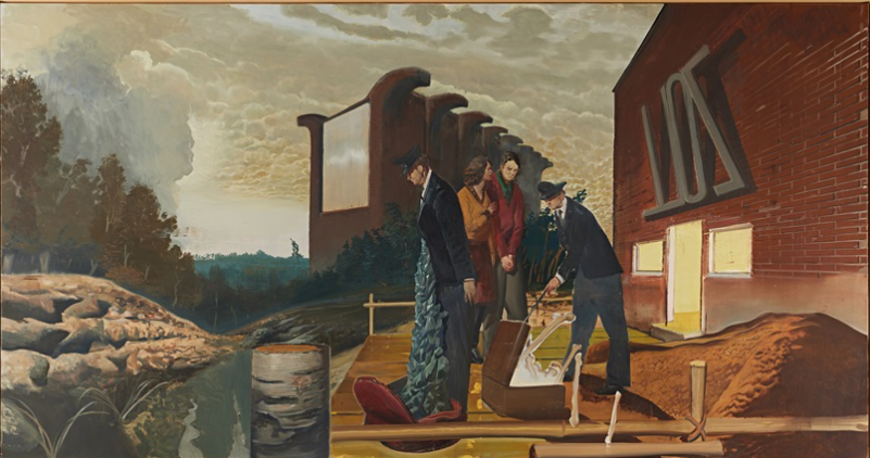 Zoll, 2004, by Neo Rauch reflects the surreal tension between authority and transition.