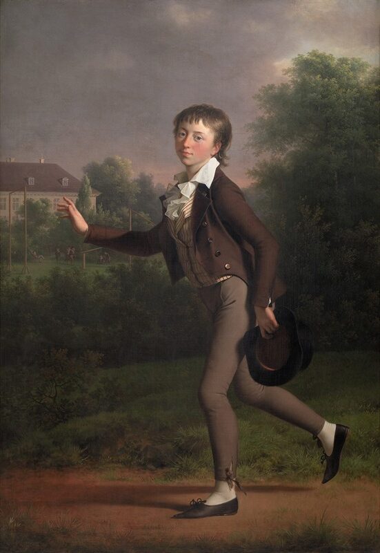 A Running Boy, 1802, by Jens Juel reflects an intimate and lively glimpse into childhood energy and spontaneity.