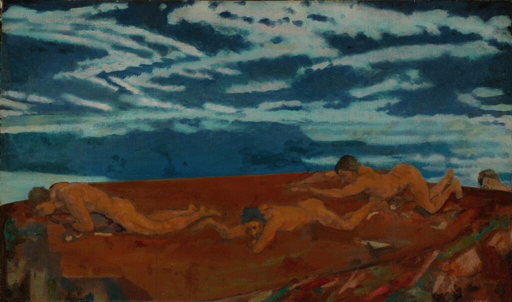 Earth's Throat Edge, 1920, by Davies reflects a mystical connection between the human spirit and the natural world.