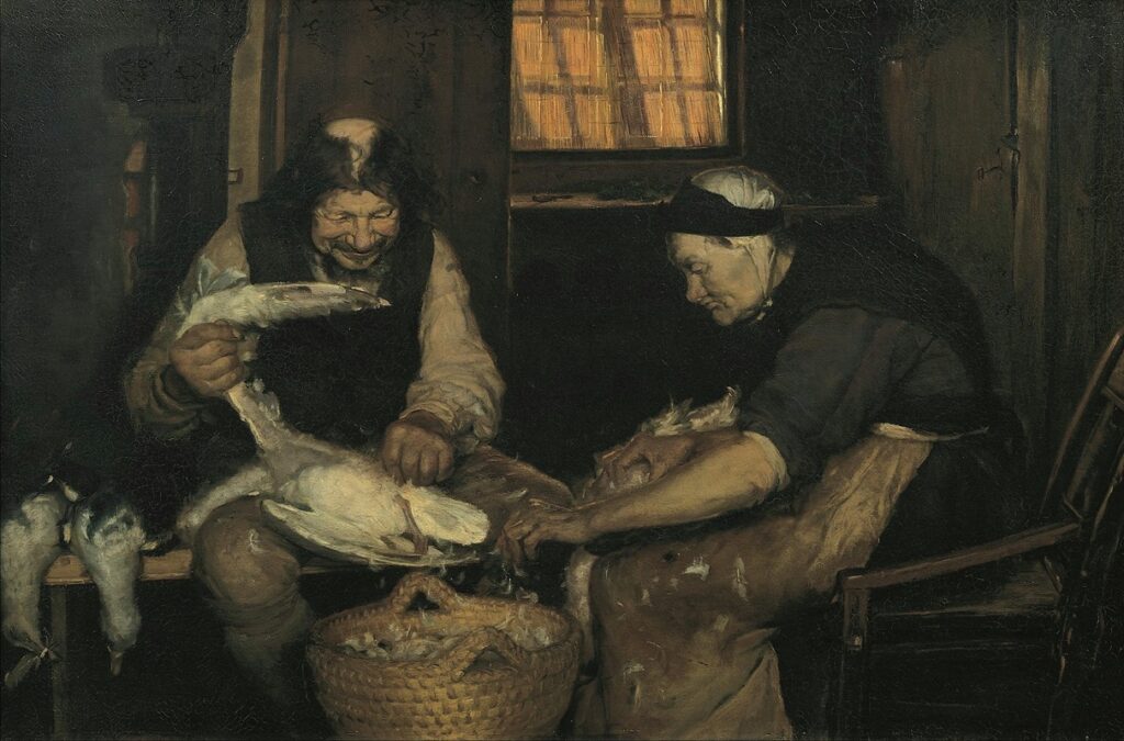 Old Couple Plucking Gulls. Lars Gaihede and Old Lene, circa 1883 reflects the simplicity and endurance of coastal life.