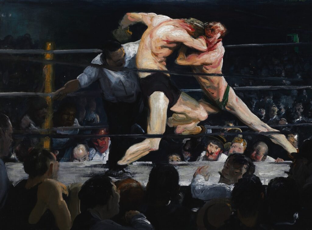 Stag at Sharkey’s, 1909, by George Bellows reflects the raw energy and gritty realism of urban life.