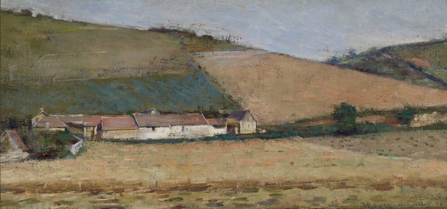 Farm Among Hills, Giverny (c. 1887) by Theodore Robinson