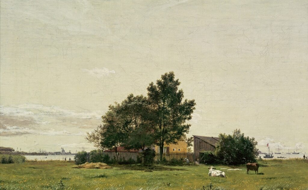 Section near the Lime Kiln with a View towards Copenhagen, 1836, by Christen Købke reflects a harmonious balance between nature and urban life.