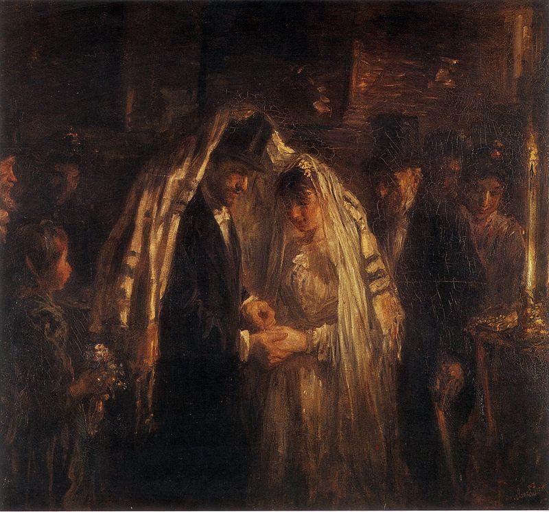 A Jewish Wedding (1903) by Jozef Israëls reflects the deep cultural traditions and emotional significance of marriage within the Jewish community.