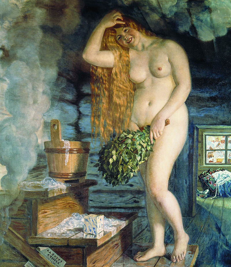 Russian Venus, 1926 reflects Kustodiev’s fascination with traditional Russian life and femininity.