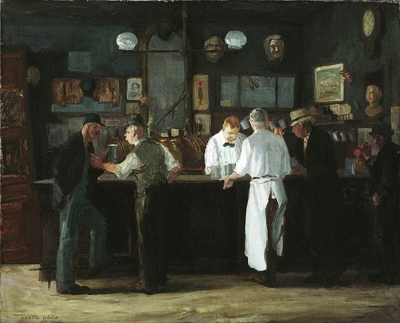 McSorley's Bar, 1912, by John Sloan reflects the camaraderie and working-class culture of early 20th-century New York.