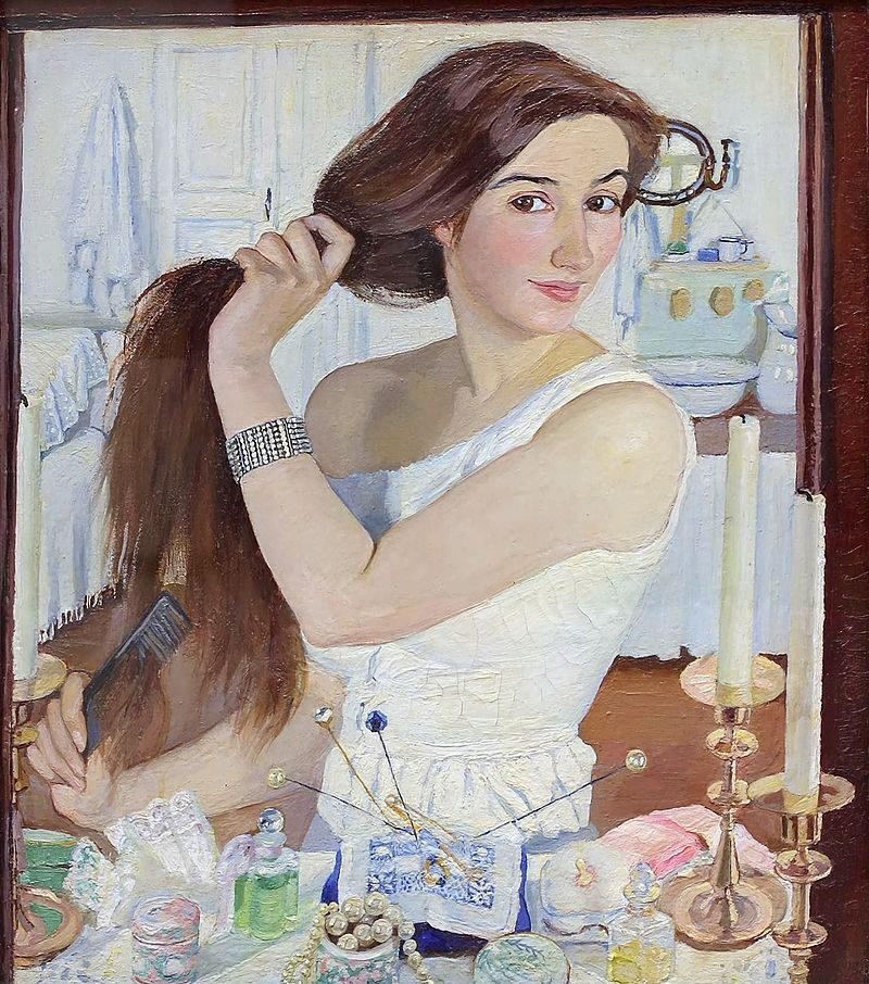 At the Dressing-Table. Self-Portrait, 1909, by Zinaida Serebriakova reflects a joyful affirmation of youth, femininity, and personal identity.