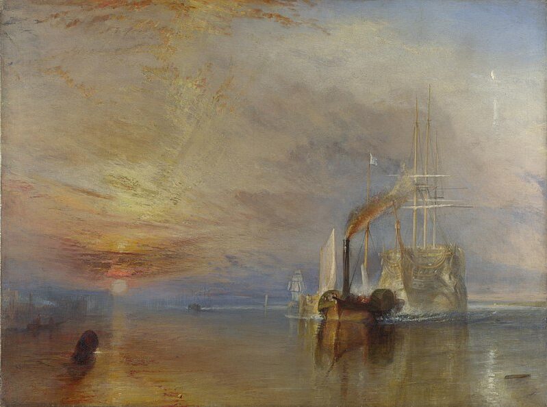 The Fighting Temeraire (1839) by J.M.W. Turner reflects the passage of time, the decline of an era, and the inevitability of progress.