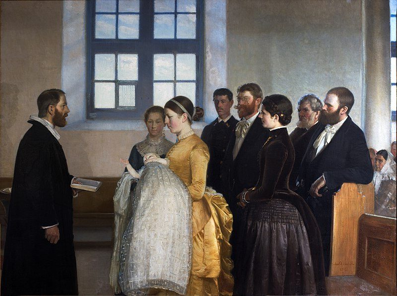 A Baptism, 1883, by Michael Ancher reflects a solemn and heartfelt depiction of rural community life.