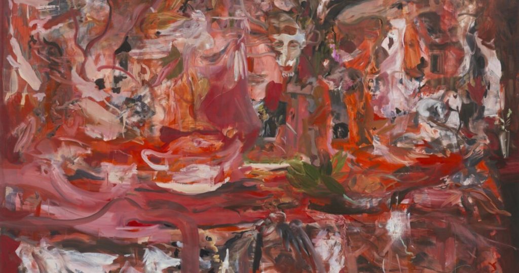 The Spell (detail), 2021, by Cecily Brown reflects the tension between desire and power, past and present, figuration and abstraction.
