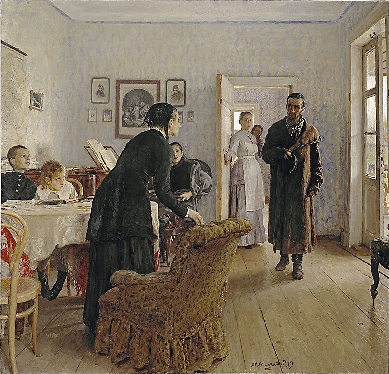 They Did Not Expect Him, 1884–1888, by Ilya Repin reflects a tense and dramatic moment of family surprise and emotional conflict.