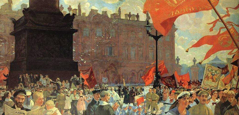 Festival of the II Congress of Comintern, 1921, by Boris Kustodiev reflects the revolutionary spirit and collective optimism of early Soviet Russia.