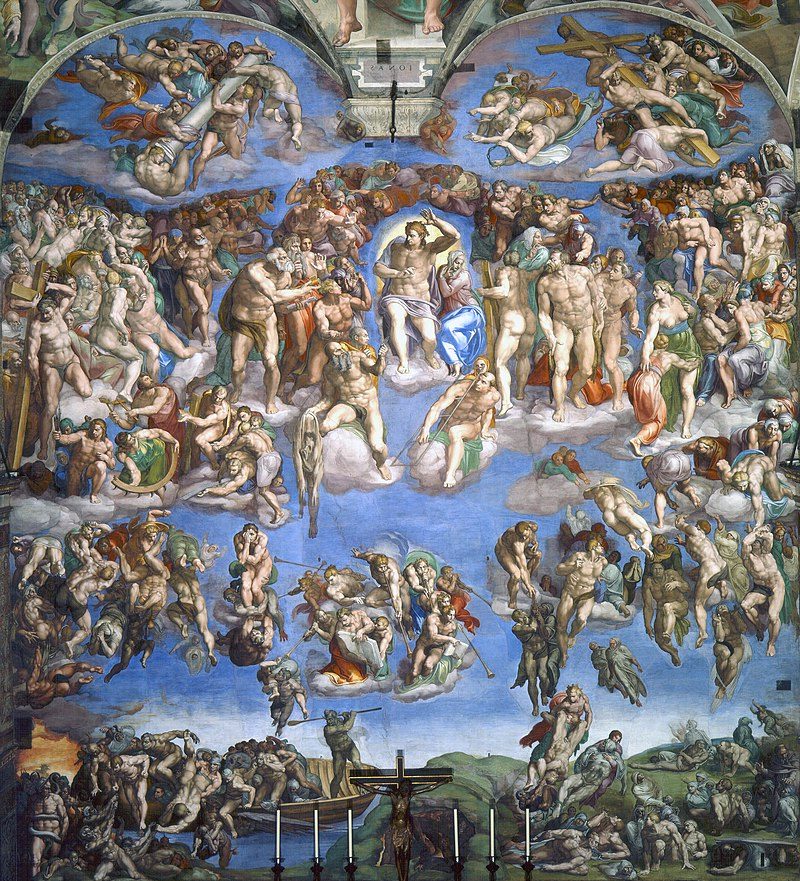 The Last Judgment (1536–1541) reflects themes of divine justice, human salvation, and the terrifying power of God’s final judgment.