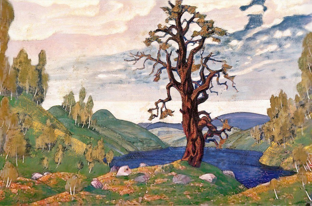 Kiss to the Earth, 1912, by Nicholas Roerich reflects reverence for nature and a spiritual connection to the land.