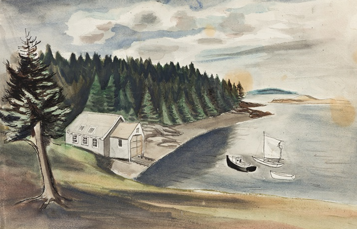 Maine Landscape by Fairfield Porter reflects the tranquil majesty of the northeastern coast through soft brushwork and a contemplative sense of place.
