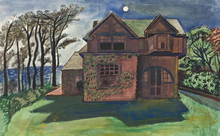 Moonlit House, ca. 1930–1940, by Fairfield Porter reflects the quiet mystery and stillness of night through subtle lighting and intimate realism.