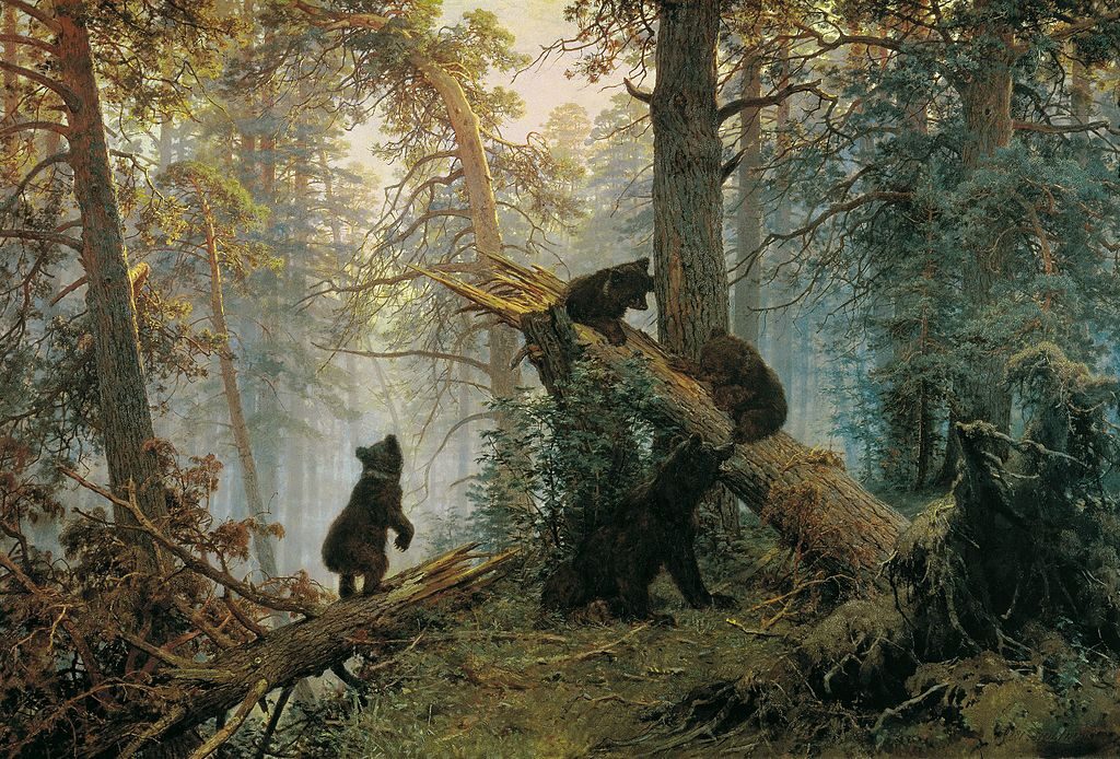 Morning in a Pine Forest, 1889, d'Ivan Shishkin reflète la beauté sereine de la forêt russe à l'aube.