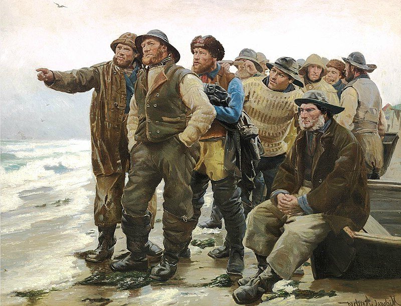 Will He Round the Point?, 1879, by Michael Ancher reflects the tension and courage of seafaring life.