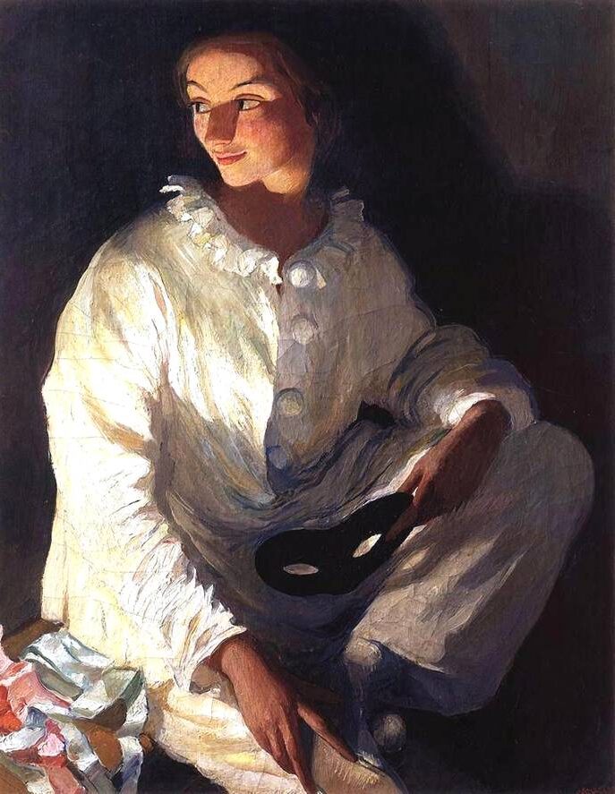 Self-Portrait as Pierrot, 1911, by Zinaida Serebriakova reflects Serebriakova's exploration of personal identity.