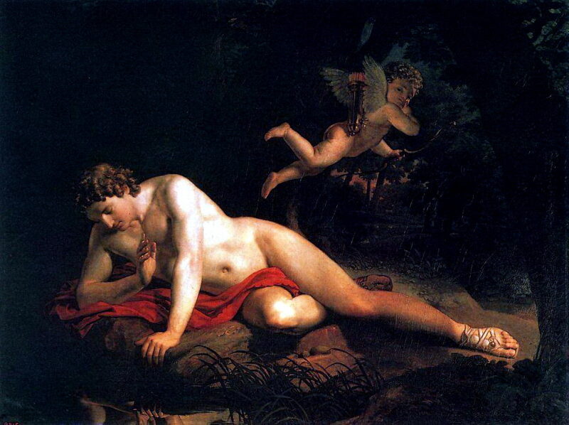 Narcissus, 1819, by Karl Bryullov reflects the Romantic fascination with classical mythology and the exploration of human emotions.