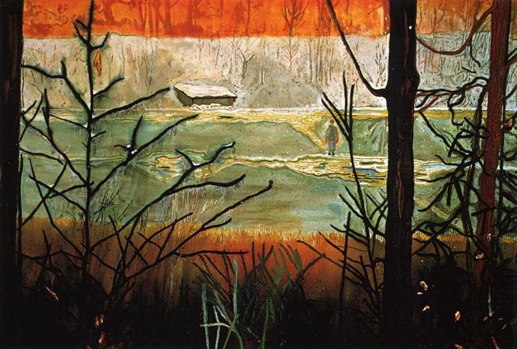 Almost Grown, 2000, by Peter Doig reflects the intersection of memory and imagination.