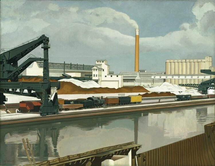 American Landscape, 1930, by Charles Sheeler reflects the intersection of modern industry and American identity.
