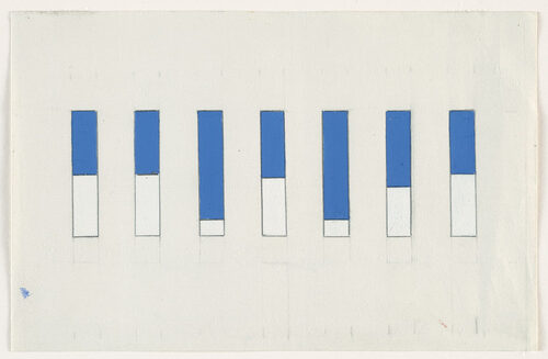 Awnings, Avenue Matignon, 1950, by Ellsworth Kelly reflects the abstraction of everyday urban scenes into rhythmic patterns and flattened forms inspired by Parisian architecture.