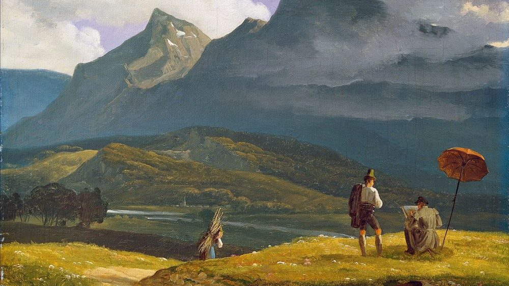 Mountain Landscape, 1831, by Wilhelm Bendz reflects a dramatic and reverent portrayal of nature’s grandeur.