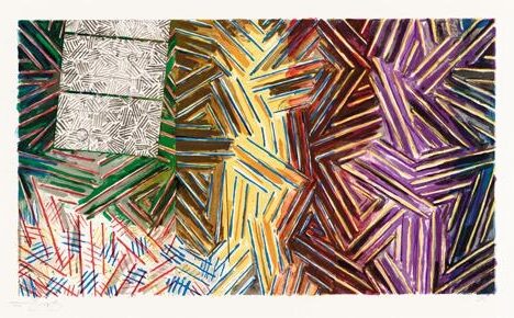 Between the Clock and the Bed, 1989, by Jasper Johns reflects mortality and the passage of time through symbolic imagery and introspective abstraction.