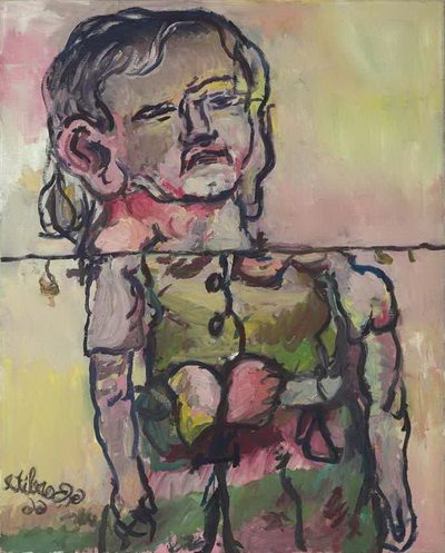Divided Hero, 1966, by Georg Baselitz reflects the fractured identity of postwar Germany.