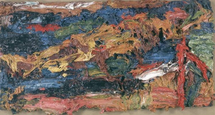 E.O.W. on Her Blue Eiderdown III, 1963–1964 reflects the emotional intensity of human connection through heavily worked oil paint.