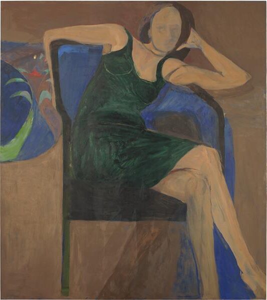 Seated Woman, 1967, by Richard Diebenkorn reflects a balance of abstraction and figuration.