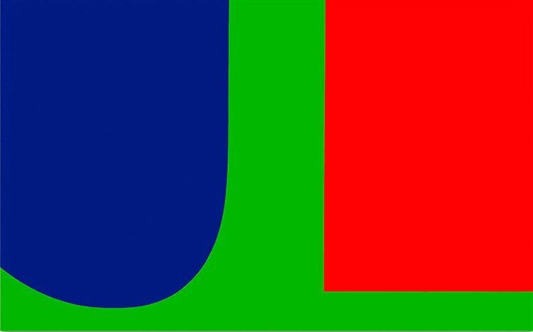 Red Blue Green, 1963, by Ellsworth Kelly reflects the purity of color and form through bold simplicity and precise geometric abstraction.
