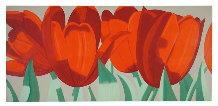 Red Tulips, 1967, by Alex Katz reflects the artist’s signature focus on bold simplicity and flat color to celebrate nature’s elegance.