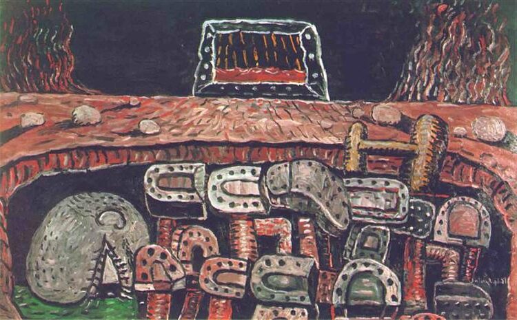 The Pit, 1976, by Philip Guston reflects a darkly symbolic vision of chaos and entrapment.