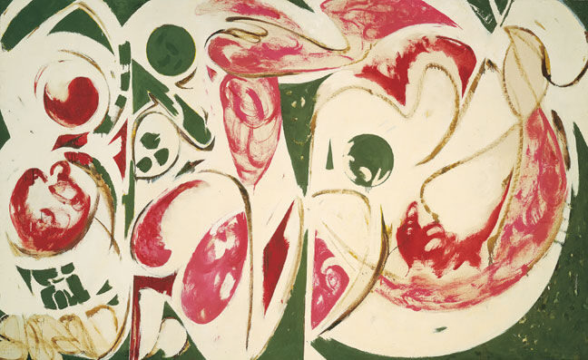 The Sun Woman II, 1958, by Lee Krasner reflects feminine strength and cosmic vitality through dynamic forms and expressive abstraction.