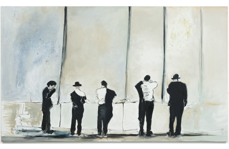 The Wall, 2009, by Marlene Dumas reflects the ambiguity of identity and the tension between oppression and reverence.