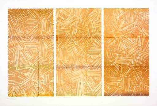 Usuyuki, 1979, by Jasper Johns reflects the fleeting nature of beauty and impermanence through delicate patterns.