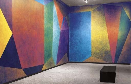 Wall Drawing #522, 1987, by Sol LeWitt reflects the relationship between order and spontaneity through geometric patterns that are precisely constructed.